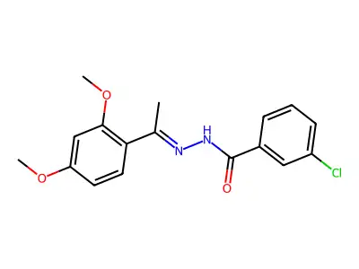 3-chloro-N-[(E)-1-(2,4-dimethoxyphenyl)ethylideneamino]benzamide structure
