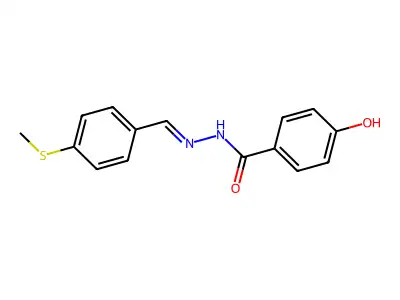 4-hydroxy-N-[(E)-(4-methylsulfanylphenyl)methylideneamino]benzamide structure