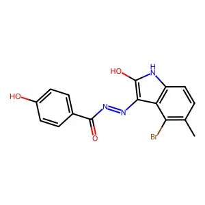 N'-(4-bromo-5-methyl-2-oxo-1,2-dihydro-3H-indol-3-ylidene)-4-hydroxybenzohydrazide structure