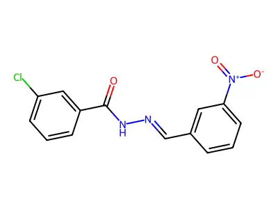 3-chloro-N-[(3-nitrophenyl)methylideneamino]benzamide structure