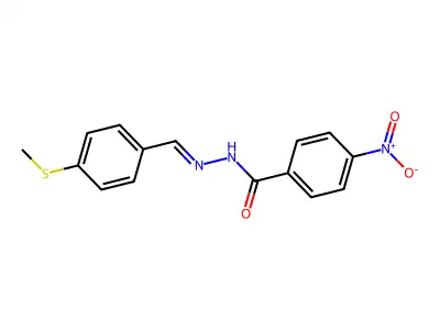N-[(E)-(4-methylsulfanylphenyl)methylideneamino]-4-nitrobenzamide structure