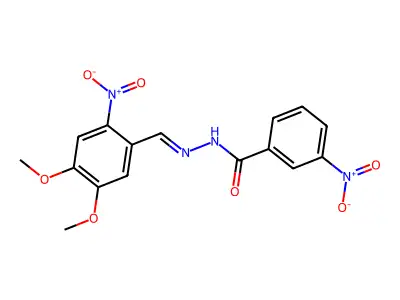 N-[(E)-(4,5-dimethoxy-2-nitrophenyl)methylideneamino]-3-nitrobenzamide structure