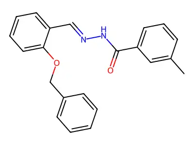 3-methyl-N-[(E)-(2-phenylmethoxyphenyl)methylideneamino]benzamide structure