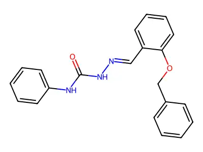 1-phenyl-3-[(E)-(2-phenylmethoxyphenyl)methylideneamino]urea structure
