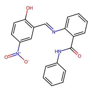 2-({2-hydroxy-5-nitrobenzylidene}amino)-N-phenylbenzamide structure