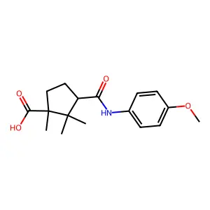 3-[(4-Methoxyanilino)carbonyl]-1,2,2-trimethylcyclopentanecarboxylic acid structure