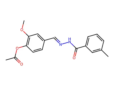 Acetic acid, 2-methoxy-4-[(3-methylbenzoylhydrazono)methyl]phenyl ester structure