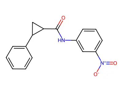 N-(3-nitrophenyl)-2-phenylcyclopropanecarboxamide structure