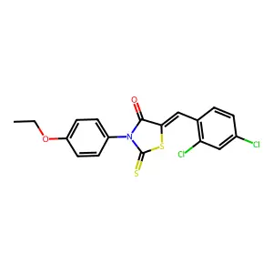 (5Z)-5-(2,4-dichlorobenzylidene)-3-(4-ethoxyphenyl)-2-thioxo-1,3-thiazolidin-4-one structure