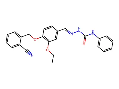 (2E)-2-{4-[(2-cyanobenzyl)oxy]-3-ethoxybenzylidene}-N-phenylhydrazinecarboxamide structure