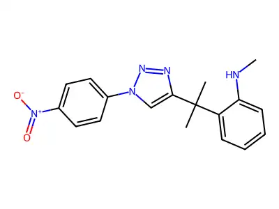 N-methyl-2-[2-[1-(4-nitrophenyl)triazol-4-yl]propan-2-yl]aniline structure