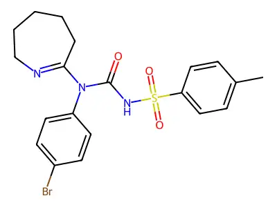 N-[(4-bromophenyl)(3,4,5,6-tetrahydro-2H-azepin-7-yl)carbamoyl]-4-methylbenzenesulfonamide structure