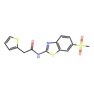N-[6-(methylsulfonyl)-1,3-benzothiazol-2-yl]-2-(2-thienyl)acetamide structure
