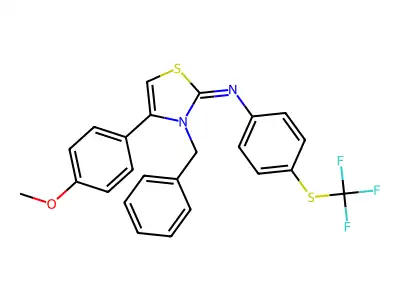 N-[(2Z)-3-benzyl-4-(4-methoxyphenyl)-1,3-thiazol-2(3H)-ylidene]-4-[(trifluoromethyl)sulfanyl]aniline structure
