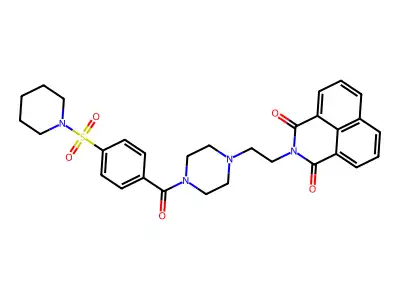 2-[2-[4-(4-piperidin-1-ylsulfonylbenzoyl)piperazin-1-yl]ethyl]benzo[de]isoquinoline-1,3-dione structure