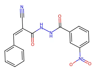 2-cyano-N'-(3-nitrobenzoyl)-3-phenylprop-2-enehydrazide structure