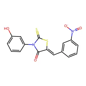 (Z)-3-(3-hydroxyphenyl)-5-(3-nitrobenzylidene)-2-thioxothiazolidin-4-one structure