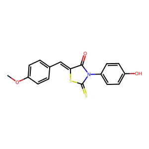 (Z)-3-(4-hydroxyphenyl)-5-(4-methoxybenzylidene)-2-thioxothiazolidin-4-one structure