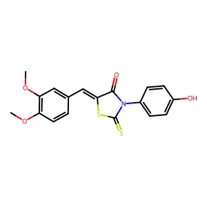 (5Z)-5-(3,4-dimethoxybenzylidene)-3-(4-hydroxyphenyl)-2-thioxo-1,3-thiazolidin-4-one structure