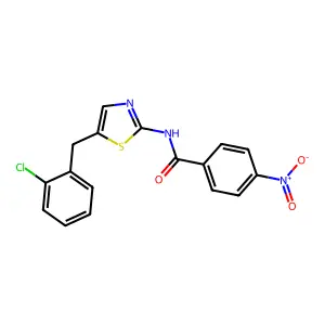 N-(5-(2-chlorobenzyl)thiazol-2-yl)-4-nitrobenzamide structure