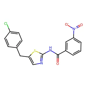N-(5-(4-chlorobenzyl)thiazol-2-yl)-3-nitrobenzamide structure