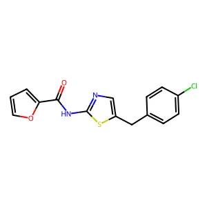 N-[5-(4-chlorobenzyl)-1,3-thiazol-2-yl]furan-2-carboxamide structure