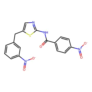 4-nitro-N-(5-(3-nitrobenzyl)thiazol-2-yl)benzamide structure