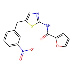 N-{5-[(3-nitrophenyl)methyl]-1,3-thiazol-2-yl}furan-2-carboxamide structure