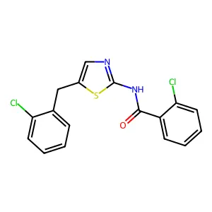 2-chloro-N-[5-(2-chlorobenzyl)-1,3-thiazol-2-yl]benzamide structure