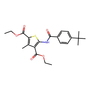 Diethyl 5-((4-tert-butylbenzoyl)amino)-3-methyl-2,4-thiophenedicarboxylate structure