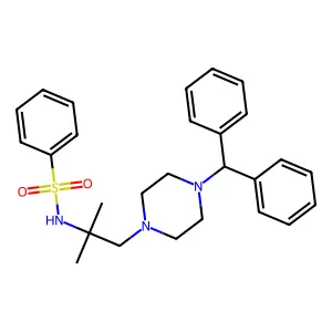 N-[1-(4-benzhydrylpiperazin-1-yl)-2-methylpropan-2-yl]benzenesulfonamide structure