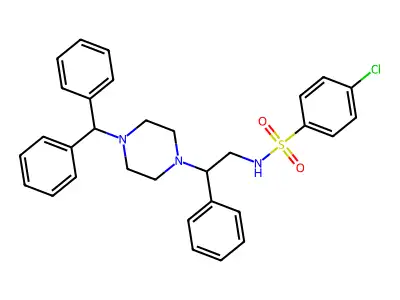 N-[2-(4-benzhydrylpiperazin-1-yl)-2-phenylethyl]-4-chlorobenzenesulfonamide structure