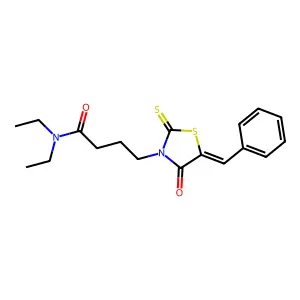 (Z)-4-(5-benzylidene-4-oxo-2-thioxothiazolidin-3-yl)-N,N-diethylbutanamide structure