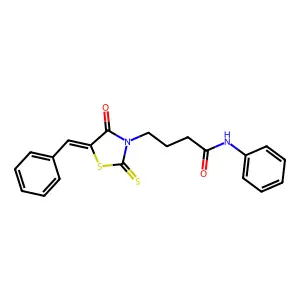 (Z)-4-(5-benzylidene-4-oxo-2-thioxothiazolidin-3-yl)-N-phenylbutanamide structure