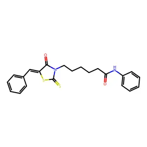(Z)-6-(5-benzylidene-4-oxo-2-thioxothiazolidin-3-yl)-N-phenylhexanamide structure