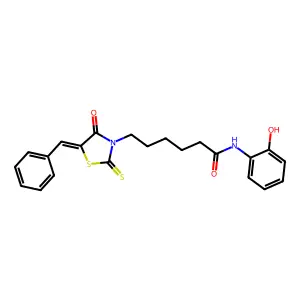 (Z)-6-(5-benzylidene-4-oxo-2-thioxothiazolidin-3-yl)-N-(2-hydroxyphenyl)hexanamide structure