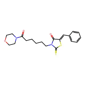 (Z)-5-benzylidene-3-(6-morpholino-6-oxohexyl)-2-thioxothiazolidin-4-one structure