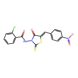 2-chloro-N-(5-{4-nitrobenzylidene}-4-oxo-2-thioxo-1,3-thiazolidin-3-yl)benzamide structure