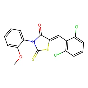 (Z)-5-(2,6-dichlorobenzylidene)-3-(2-methoxyphenyl)-2-thioxothiazolidin-4-one structure