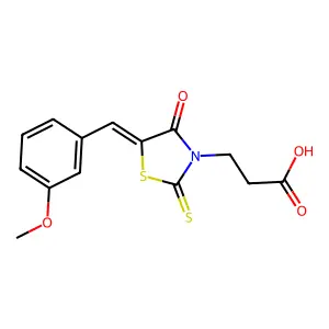 3-[(5Z)-5-[(3-methoxyphenyl)methylidene]-4-oxo-2-sulfanylidene-1,3-thiazolidin-3-yl]propanoic acid structure