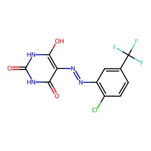 5-(2-(2-chloro-5-(trifluoromethyl)phenyl)hydrazono)pyrimidine-2,4,6(1H,3H,5H)-trione structure