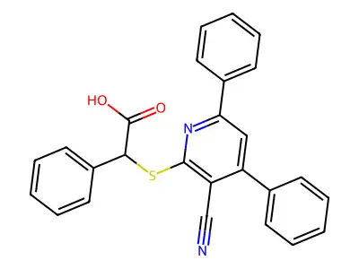 2-[(3-Cyano-4,6-diphenylpyridin-2-yl)sulfanyl]-2-phenylacetic acid structure