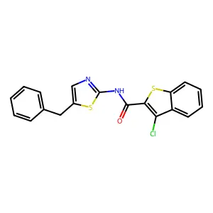 N-(5-benzyl-1,3-thiazol-2-yl)-3-chloro-1-benzothiophene-2-carboxamide structure