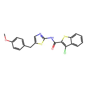 3-chloro-N-[5-(4-methoxybenzyl)-1,3-thiazol-2-yl]-1-benzothiophene-2-carboxamide structure