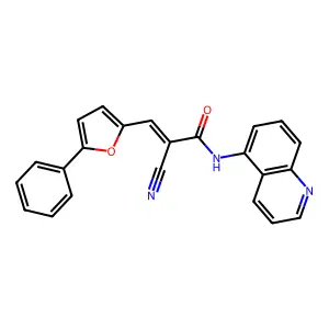 2-Cyano-3-(5-phenyl-furan-2-yl)-N-quinolin-5-yl-acrylamide structure