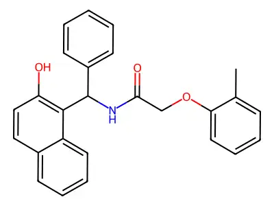 N-[(2-hydroxynaphthyl)phenylmethyl]-2-(2-methylphenoxy)acetamide structure