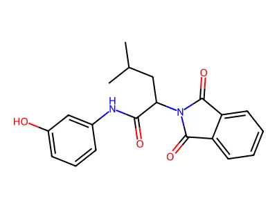 2-(1,3-dioxoisoindol-2-yl)-N-(3-hydroxyphenyl)-4-methylpentanamide structure