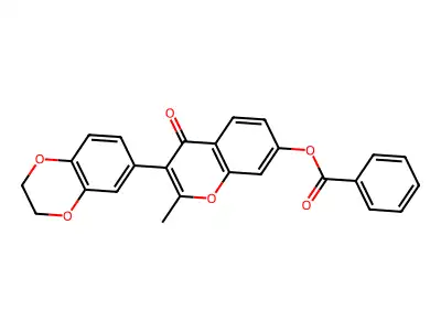 3-(2,3-dihydro-1,4-benzodioxin-6-yl)-2-methyl-4-oxo-4H-chromen-7-yl benzoate structure