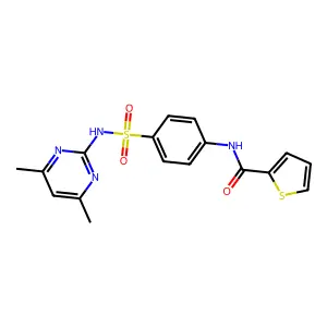 N-(4-{[(4,6-dimethyl-2-pyrimidinyl)amino]sulfonyl}phenyl)-2-thiophenecarboxamide structure
