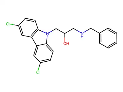 1-(benzylamino)-3-(3,6-dichloro-9H-carbazol-9-yl)propan-2-ol structure